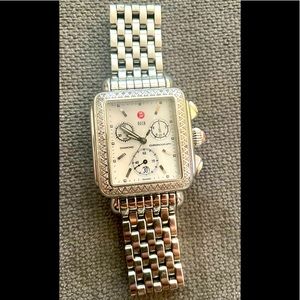 Authentic Michele watch with diamond bezels.
